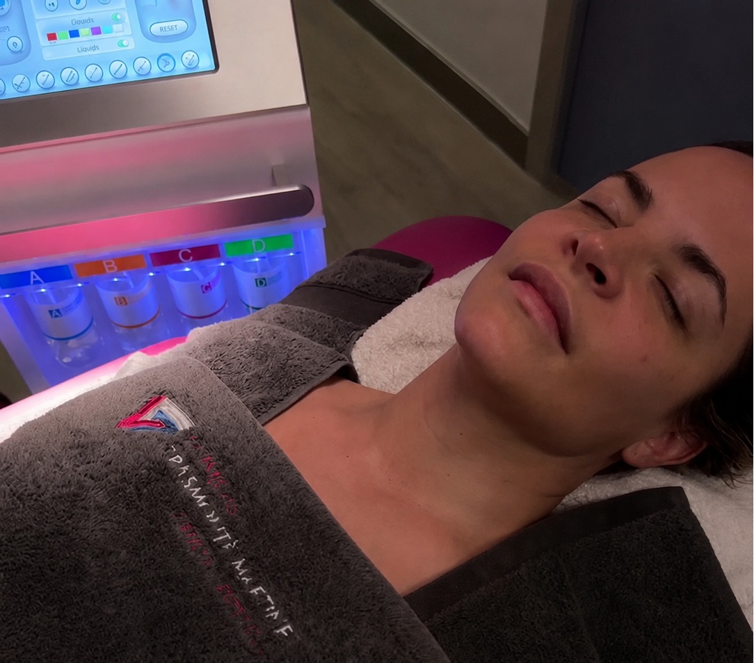 Valoración personalizada de la piel antes de una limpieza facial profesional en consulta de medicina estética.